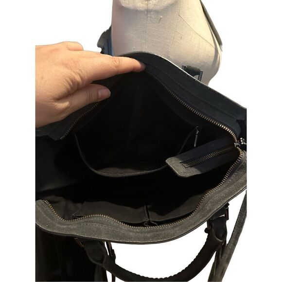 Rebecca Minkoff Grey Handbag Suede Leather Zipper Medium Crossbody Strap Fringe - Picture 5 of 16